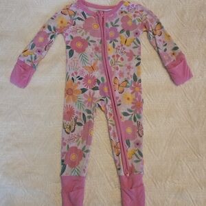 Little Sleepies Pink Floral Butterfly Footie